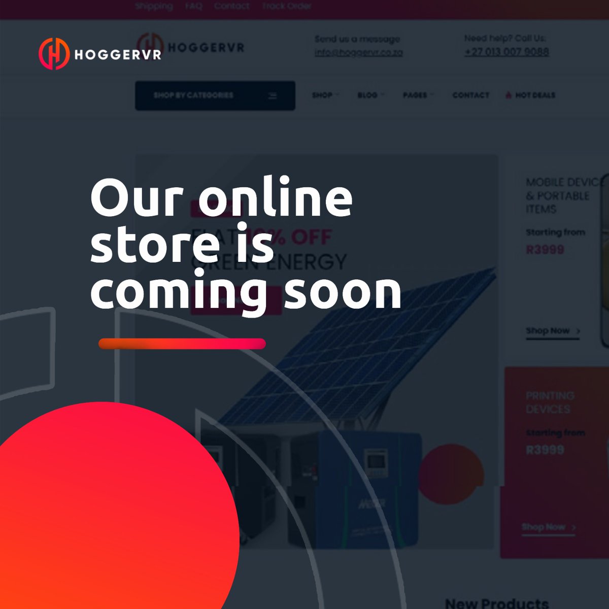 HoggerVr's tweet photo. ALERT ALERT ALERT!! 
Our Hoggervr ONLINE STORE is coming soon!
Thanks to our Hoggervr ONLINE STORE, shopping has become a lot easier, effortless, and stress-free:

Visit our current website: https://t.co/qF2qG8aWRC

#hoggervr #Iblewit #solarenergy #CCTV #businessdevelopment https://t.co/h0zo6yvb2r