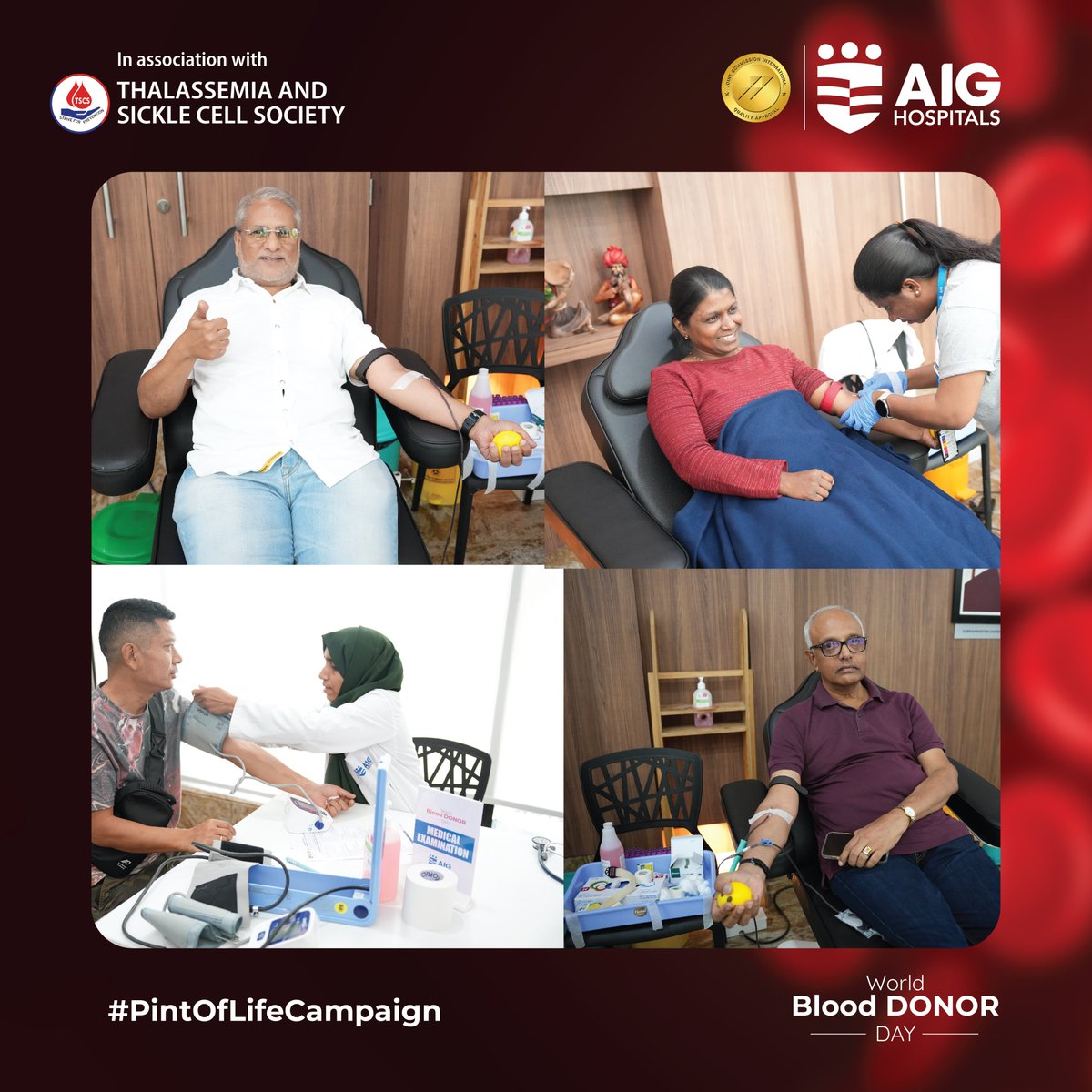It was an overwhelming day for all of us at AIG Hospitals, where humanity came together for our #PintOfLife campaign, generously donating blood to help #Thalassemia and #SickleCellAnemia patients. World Blood Donor Day celebrated in its right spirit. We thank all our volunteers
