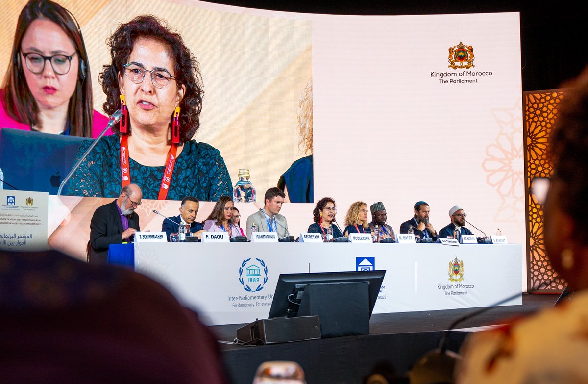 🇲🇦 @IPUparliament Conference: Yesterday #IPPFoRB was represented by our Director, @Fer_SanMartin, in a high-level panel discussion on 'Working together for the promotion of the #ruleoflaw: Good practices and challenges.' Brilliant moderation by @NazilaGhanea. #FoRB #Humanrights