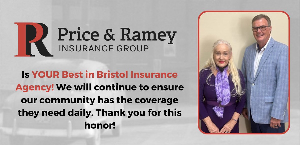 We are so excited to announce that Price & Ramey Insurance Group has won Best Insurance Agency in Bristol, TN! If you're in Bristol, come see why Price & Ramey is the best there is #priceramey #bestofbristol #bestinsuranceagency #votednumberone