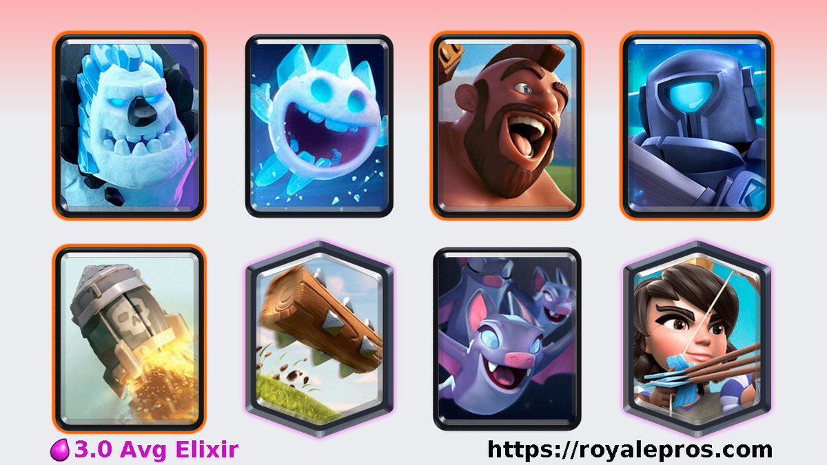 .@AsebamuAsia has won grand challenge on 14/06/2023 22:09:12 SGT [Ice Golem,Ice Spirit,Hog Rider,Mini P.E.K.K.A,Rocket,The Log,Bats,Princess]

Deck: link.clashroyale.com/deck/en?deck=2…

GC Logs: royalepros.com/viewprofile/2Q…
