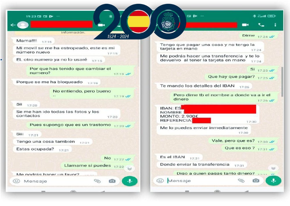 ¿Has recibido este mensaje? 🤔Denominada la estafa del “hijo en apuros”

Pues bien...

👮👮‍♀ La <a href="/policia/">Policía Nacional</a> detiene a 2 personas en #Madrid y #Palma como presuntos autores de un delito de estafa

Investigación iniciada en #Valladolid a raíz de denuncias interpuestas