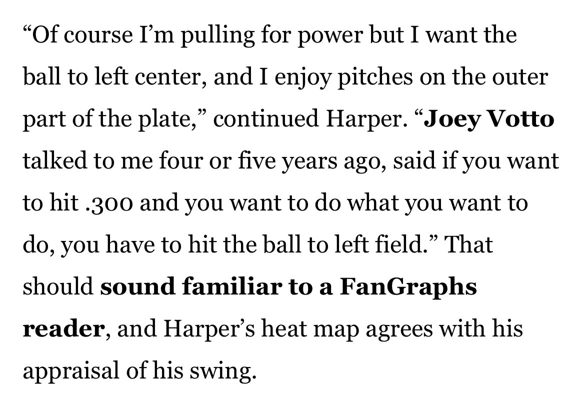 Bryce Harper talking hitting when he came into the league, 2015

Advice from Joey Votto 🔑 = Staying on it
