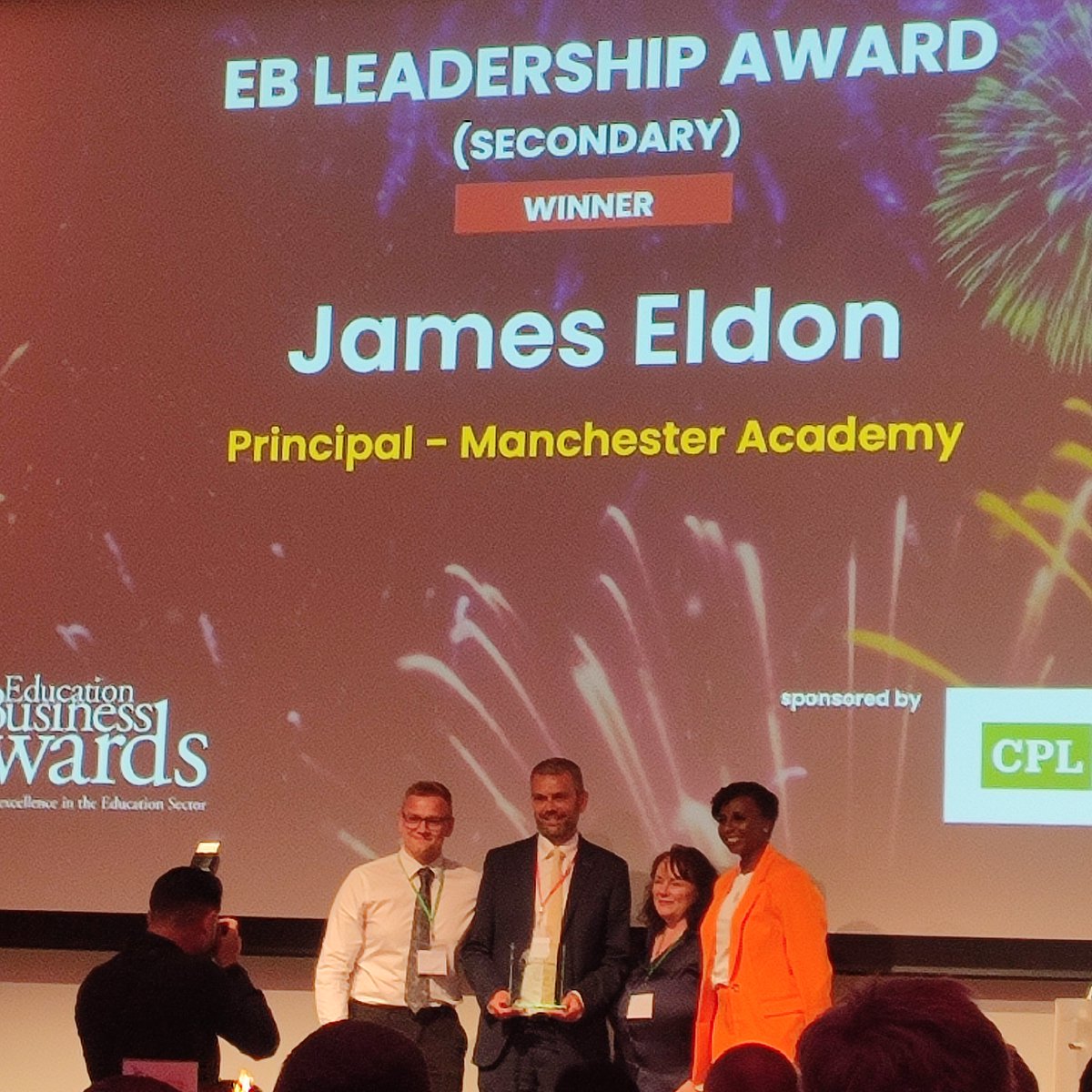 McrAcademy's tweet photo. ๐
WE HAVE A WINNER! ๐
@EldonPrincipal - Secondary School Leader of the Year... has quite a nice ring to it!
Very well deserved - #MakingManchesterMagic at the national @EducationBizz Awards this afternoon! https://t.co/vuO2YibI1e