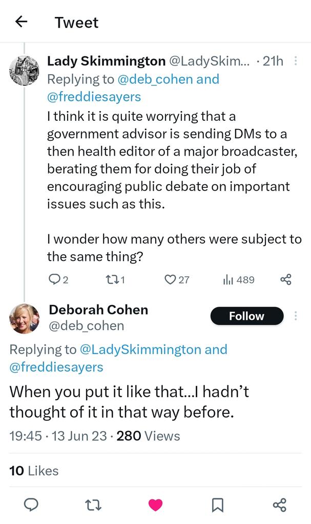 HatredMatrix's tweet photo. @devisridhar Seeing as you're attempting to rewrite history &amp; absolve yourself &amp; colleagues of any responsibility for the harmful outcomes of advice to government, would you care to comment on why you were sending private DMs to the BBCs health editor berating them for allowing public debate? https://t.co/q3eIcJcaAv