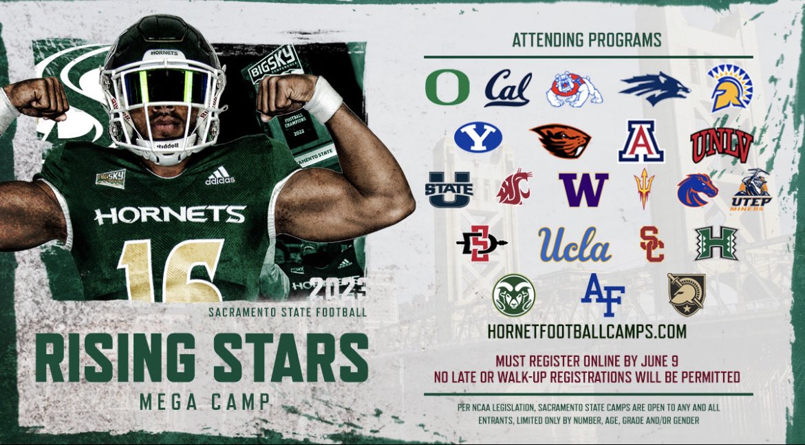 HELLO COACHES! TODAY I WILL BE @SACHORNETSFB TO SHOWCASE MY SKILLS!!! 

#BALBUCS #BUCPRIDE
#BUGBUCS

@pac12
@BigSkyFB
@TheUCReport @CoachPuu @Coach_Seumalo @Coach_D_Mac @Gumbs21 @WilliamInge1 @CoachKendallTod @BrandonHuffman