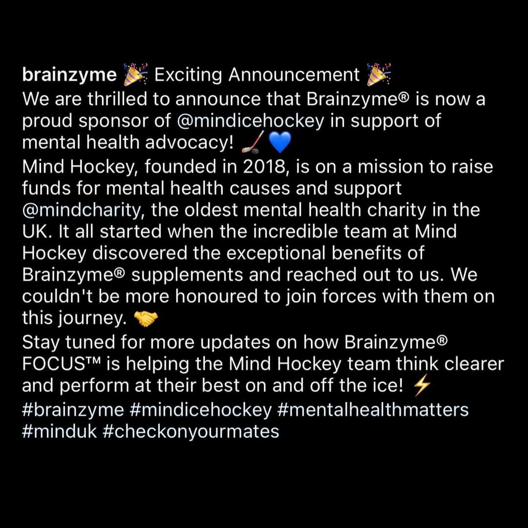 Huge news! Please welcome our title sponsors <a href="/Brainzyme/">Brainzyme®</a>

This has been a game changing product for us and to be able to link up with them in a way that benefits Mind Charity is an honour. 

brainzyme.com