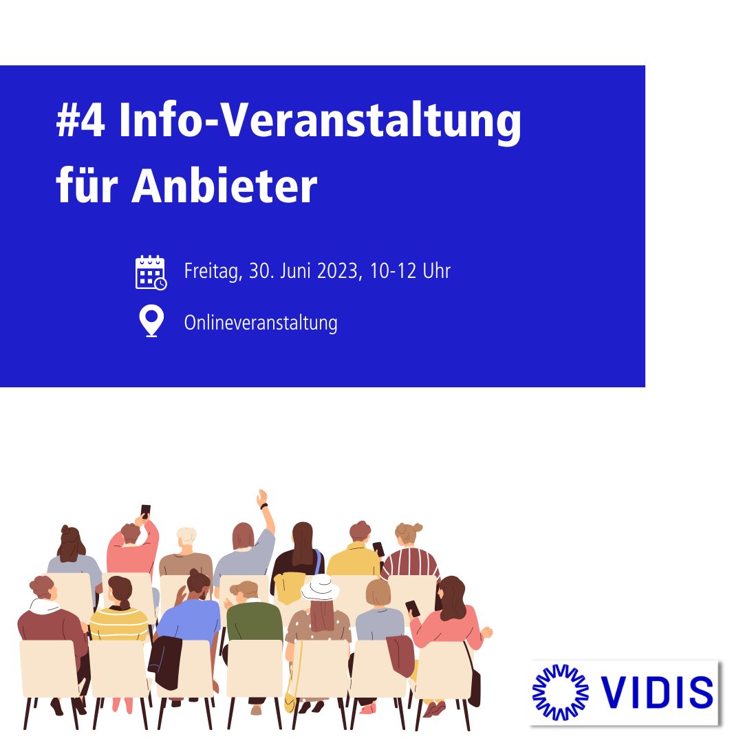 Das VIDIS-Team lädt alle Anbieter #digital|er #Bildungsangebot|e zur virtuellen #4 VIDIS Info-Veranstaltung für #Anbieter ein. Die Anmeldefrist endet am 23. Juni.

Die Agenda und weitere Details finden Sie unter: vidis.schule/4-info-veranst…