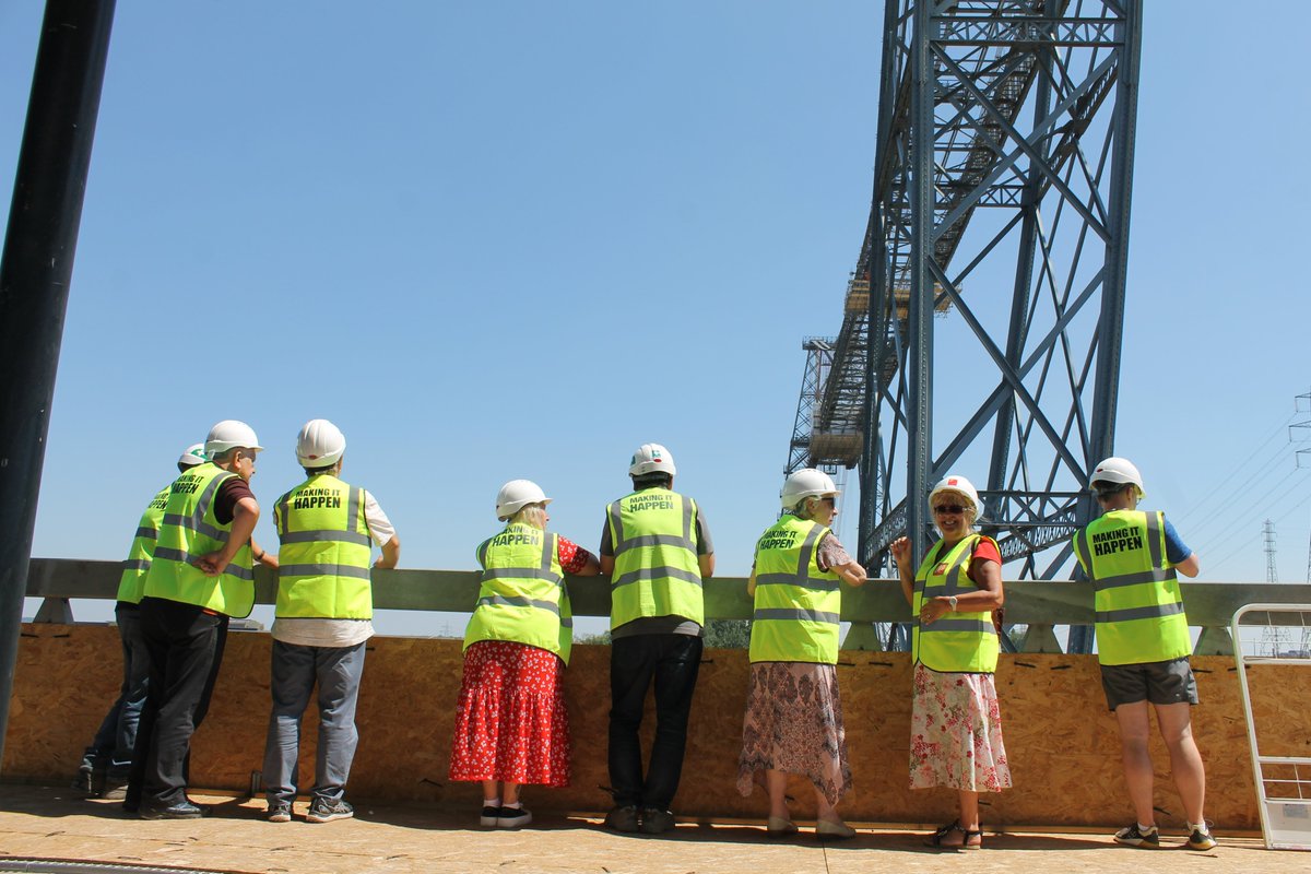 NpTbridge's tweet photo. #FONTB committee members enjoying the incredible views from our @NpTbridge Visitor Centre construction site thanks to the equally incredible @JohnPerkinsCon! Fancy an exclusive look yourself with a #Solstice twist? Tickets here of our story/storey event!: https://t.co/iFYu5kQ6Zj https://t.co/hF6nUIySDl