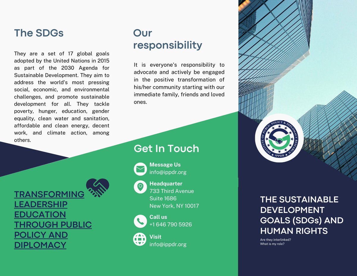 ippdr_diplomacy's tweet photo. 🤔What are #humanrights? 🤔What are the #sdgs (Sustainable Development Goals)? 💡Find out from our #simplied brochure to help you get a glance at these two broad areas🔎
#freedom #udhr #generalassembly #life #work #society #responsibility #sdgs2030 #sdgimpact #ippdr_diplomacy https://t.co/93qglq7QGZ
