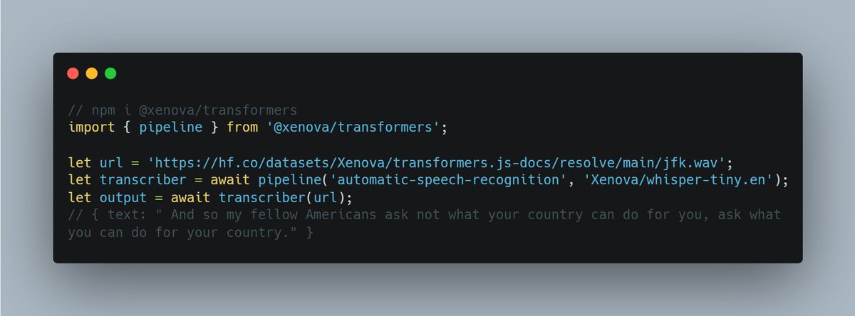 xenovacom's tweet image. Want to build your own ML-powered web-app just like this? Get started in only a few lines of code, thanks to Transformers.js! #WebML has never been this easy. 🚀

... and did we mention it&apos;s open source? 👀 github.com/xenova/transfo…