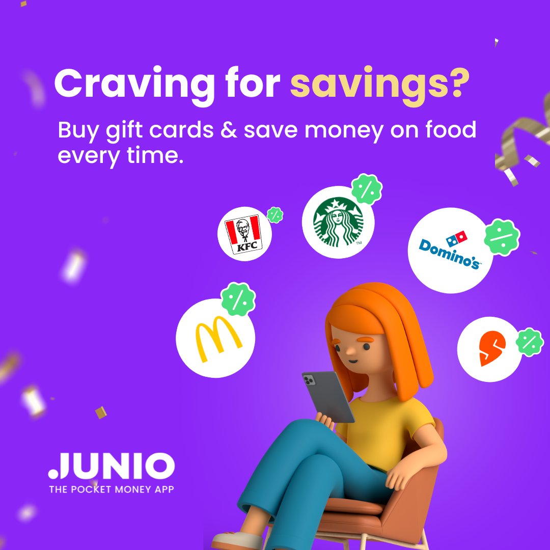 junio_in's tweet image. Save money every time on your favourite dishes 🍔

#JunioApp #GiftCards #PocketMoney