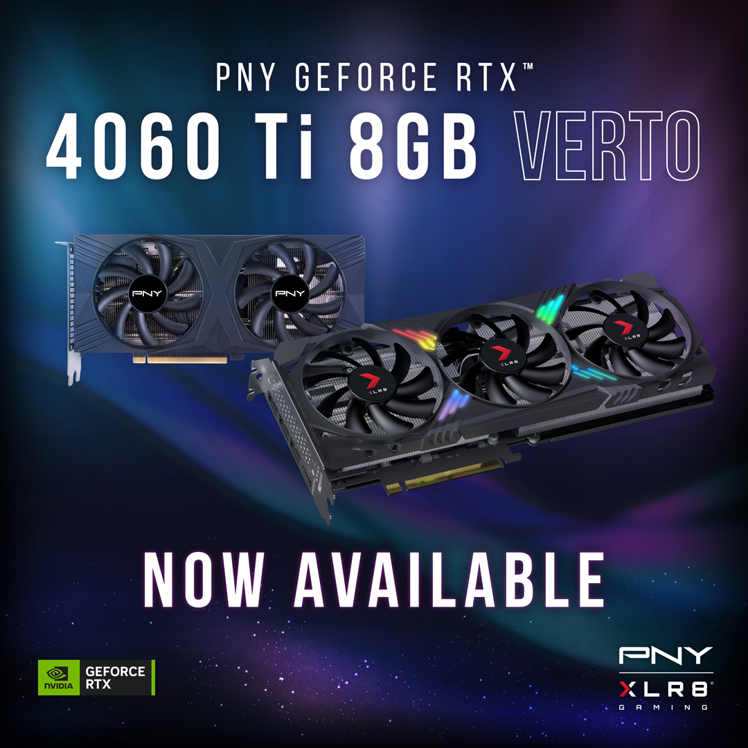 Shop PNY GeForce RTX™ 4060 Ti 8G Verto at select retailers.

🛒ARGB Triple Fan:

Amazon - ow.ly/mUrn50OOf8k

Best Buy- ow.ly/cO3X50OOf8h

🛒Dual Fan:

Amazon - ow.ly/sNgo50OOf8i

Best Buy - ow.ly/Eizj50OOf8j