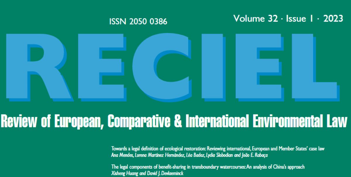 Did you know the latest issue of RECIEL is now out?!👀  👉bit.ly/RECIELvol32_1
It includes new original articles on #LawOfTheSea issues, climate #activism, transnational #wildlife  #Crime and more .. ✨plus book reviews and case notes✨