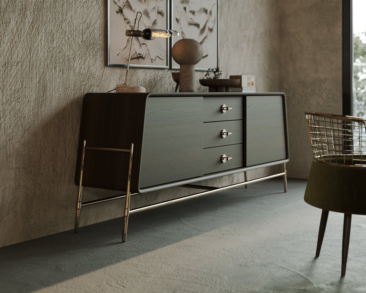 𝑯𝒐𝒍𝒍𝒚 𝑺𝒊𝒅𝒆𝒃𝒐𝒂𝒓𝒅 brings to the modern interiors a bold elegance emphasized by the exquisite brass structure holding the robust body.
#mezzocollection #mezzogeneration #midcenturyfurniture #midcenturydesign #midcenturymodern #midcentury #midcenturyhome