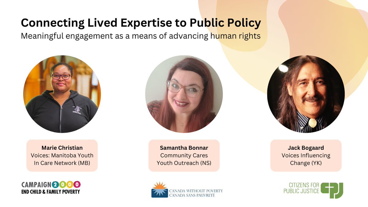 Join us at 12 PM EST today for the first roundtable discussion "Connecting lived expertise to public policy: meaningful engagement as a means of advancing human rights." 
You won't want to miss this incredible line-up incredible panelists! #endpoverty #Agenda2030 #cdnpolitics