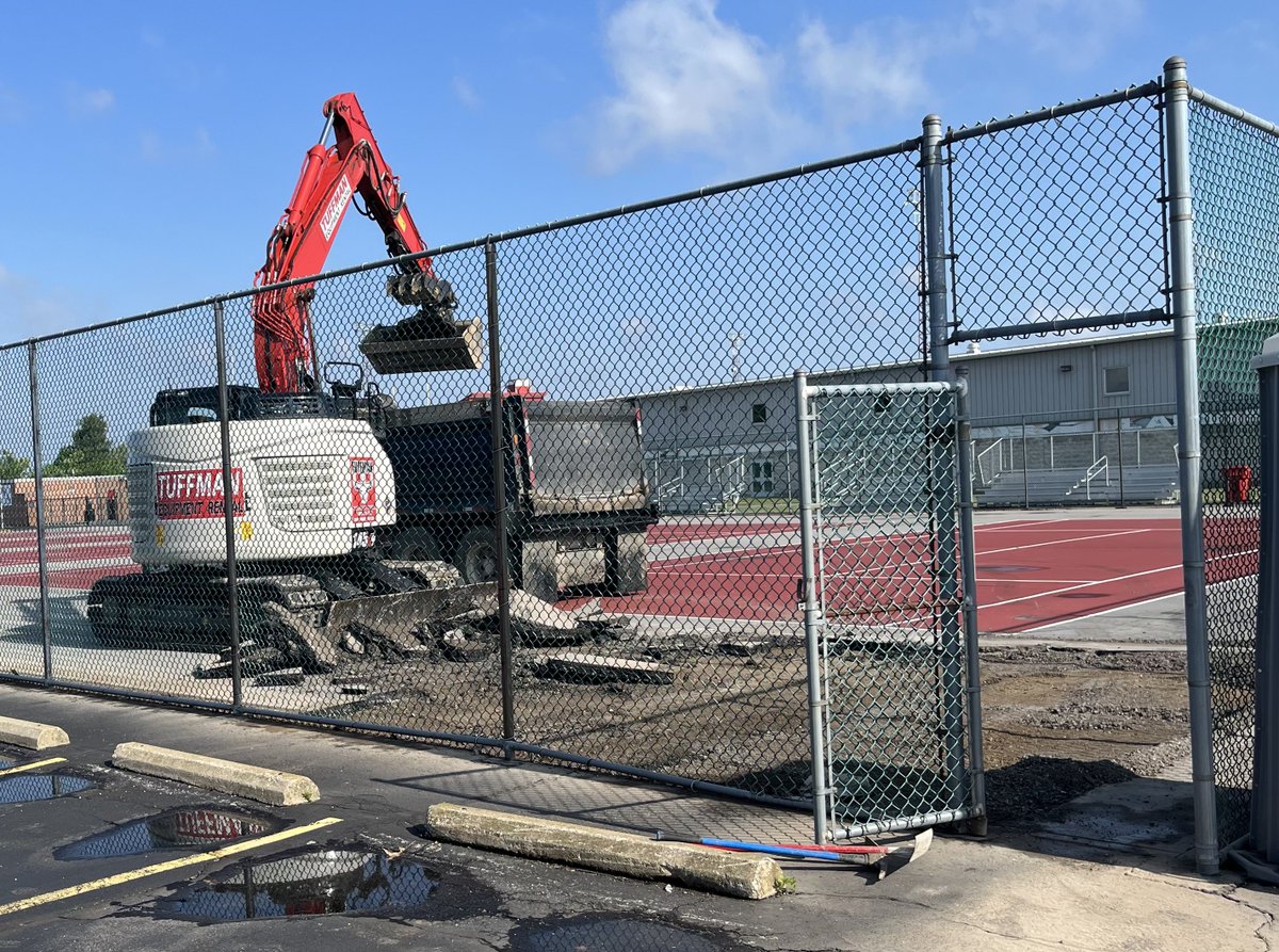 Renovation of our High School tennis courts have begun!  Our Lady Red Tennis team will start the season off on fresh new courts! #GoRed 🅱️🎾