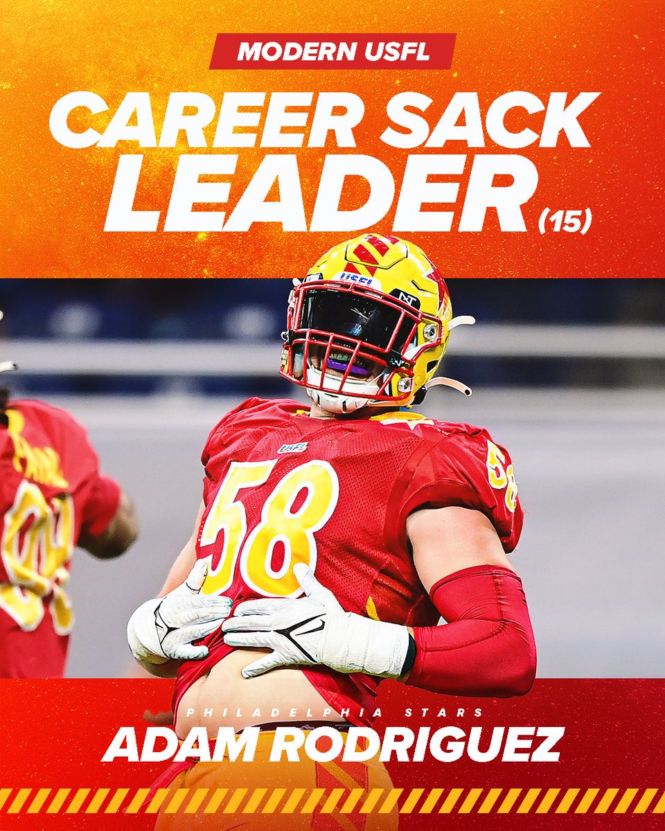 AROD is H U N G R Y 😤 

<a href="/aarod_6/">Adam Rodriguez</a> has the most career sacks in modern USFL history with 1️⃣5️⃣ 👏