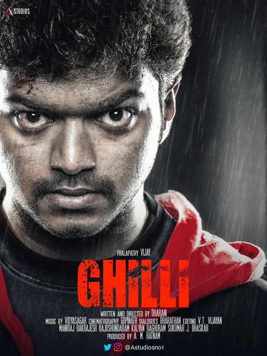 Ghilli Epic Fanmade Poster by @Astudiosno1 

Various ratios: bit.ly/3qGHWRD

@actorvijay @Jagadishbliss   
#Ghilli #ThalapathyVijay #LeoFilm #Thalapathy68