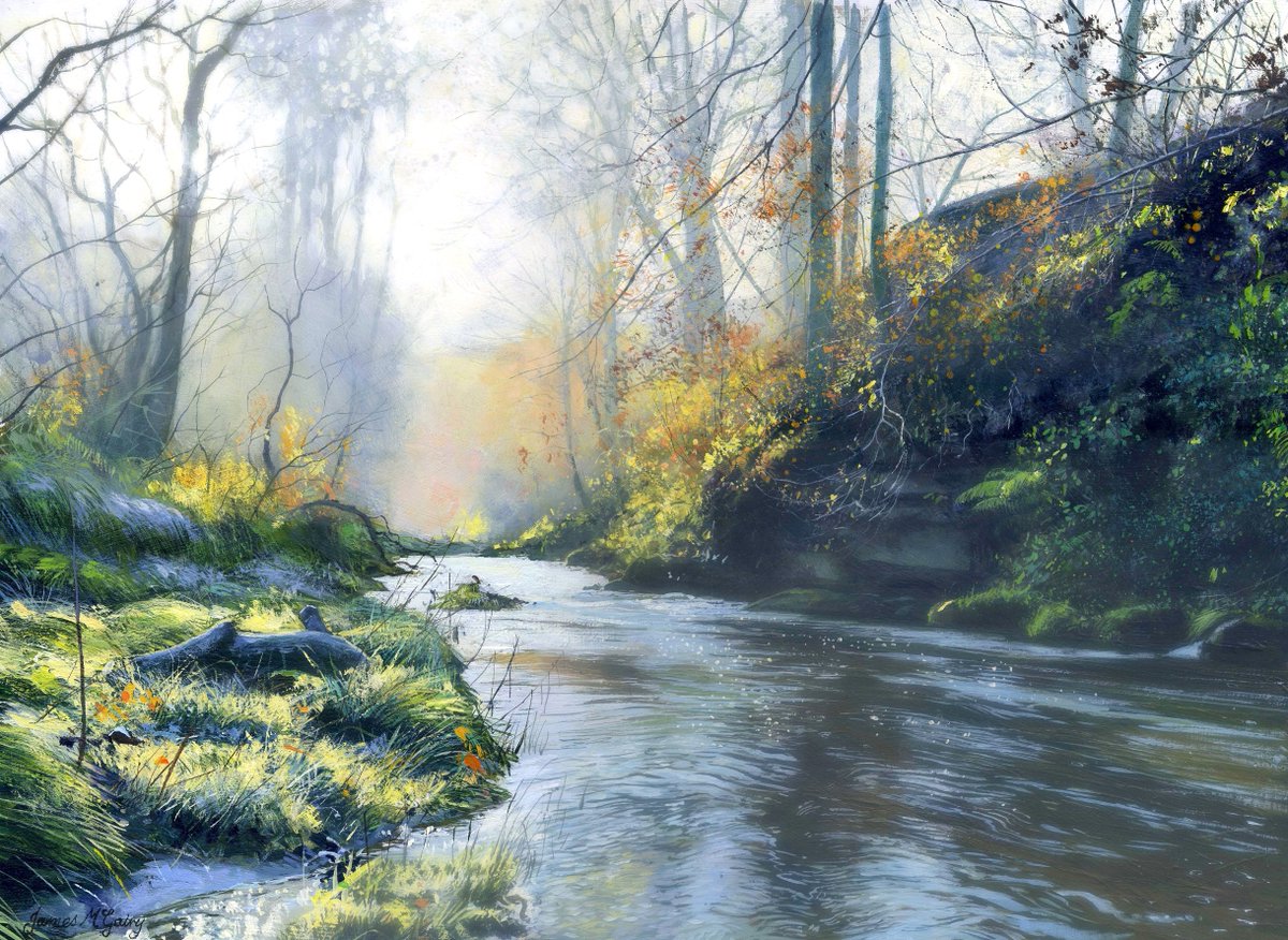 'Winter Sun.' #Painting NEW Signed Limited Edition giclée print on sale at jamesmcgairy-artist.com/ourshop/prod_7… #Acrylicpainting #originalart #landscapepainting #NorthYorkMoors