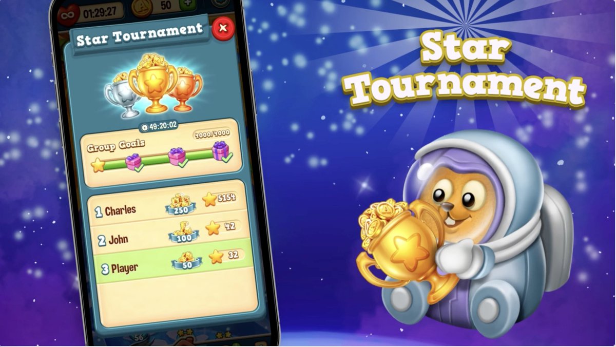 You can compete against other players in the Star Tournament by collecting stars from the levels. ⭐