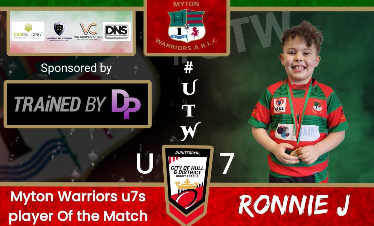Massive well done to @MytonWarriors U7’s Kalel, Frankie & Ronnie who were player’s of the match from Tuesday’s @COHDRL_Official @PrimaryRL Festival v @HVikingsYouth @CottTigers & @Lambwath_Lions 

Thanks to the sponsors 👍

Great effort from all the team👏🏉❤️💚🥇#UpTheWarriors