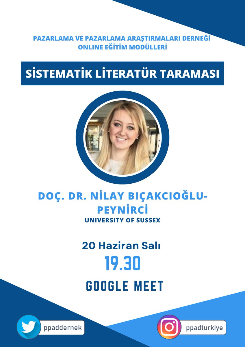 #PPAD #online #eğitim serisi Sistematik Literatür Taraması eğitimi ile devam ediyor. University of Sussex'te çalışmalarına devam eden Nilay hocamızın vereceği bu eğitime katılmak için tek yapmanız gereken linkteki formu doldurmak forms.gle/paAAK7Jz5RkNx1…
