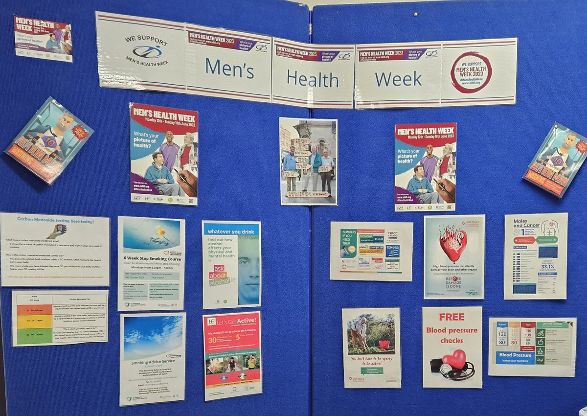 Thank you to all that came along to our Men's Health Week stand today in St. Vincent's University Hospital. There was good interaction at the stand. A few people had their blood pressure checked by our fantastic Cardiac Rehab CNS, Marie.
#MensHealthWeek #ThePictureOfHealth