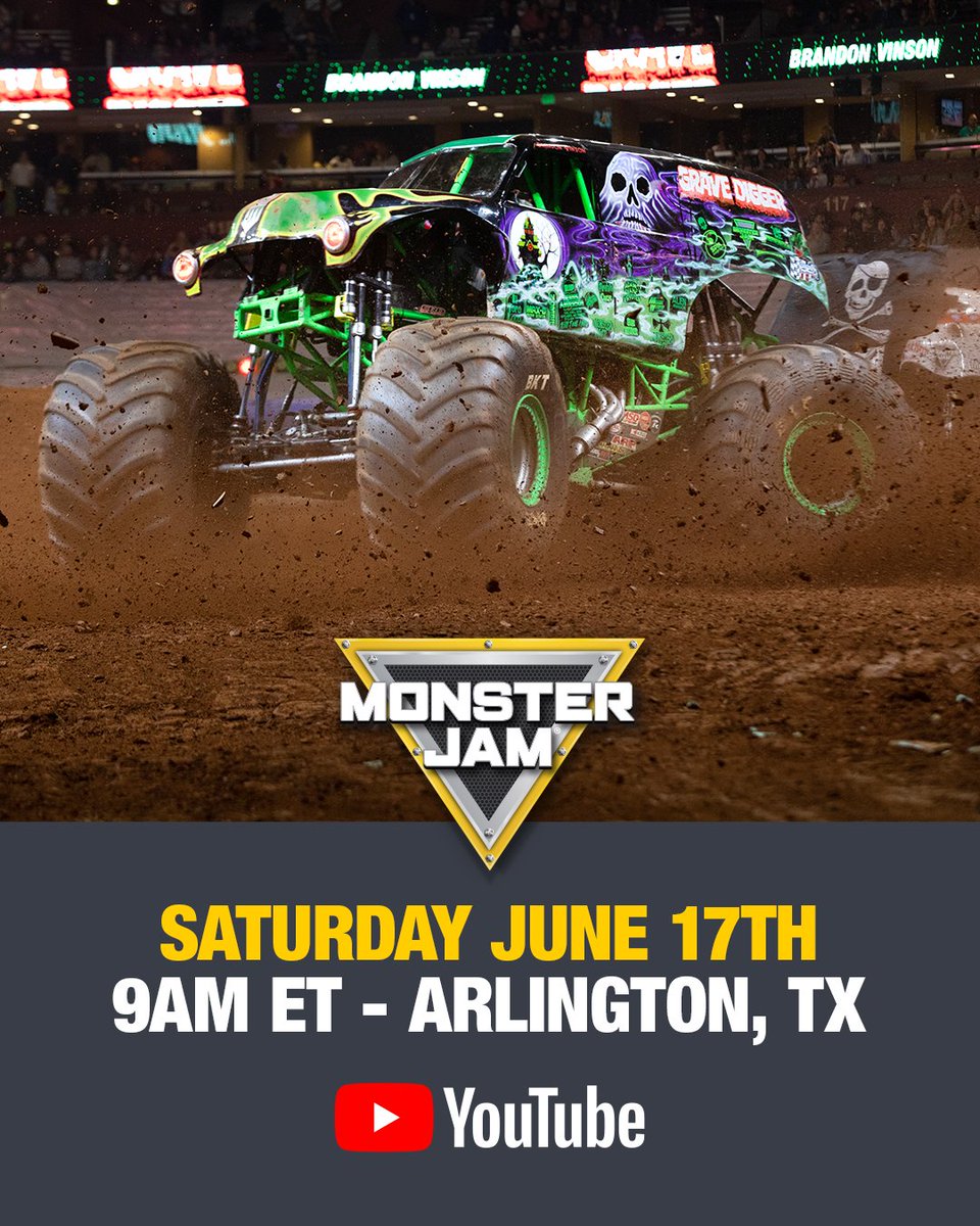 Tune in Saturday for Arlington, TX at 9am ET on our YouTube 📺 #MonsterJam