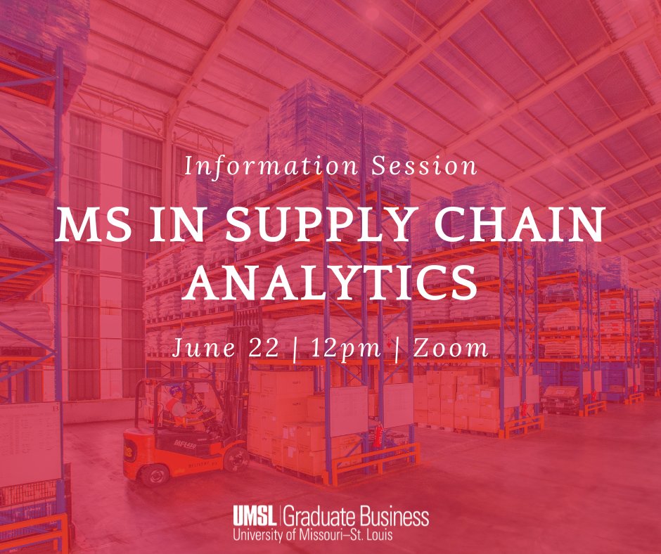 UMSLGradBiz's tweet image. Want to be a part of the #1 MS of Supply Chain Management program?

Interested? Sign up through the link below to join our virtual information session. 

umsl.visitdays.io/conventions/13…

#UMSL #SupplyChain #AASCB