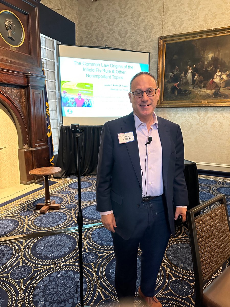 Enjoyed speaking today at the Union League on...'The Common Law Origins of the Infield Fly Rule & Other Non-important Topics'. As we near Fathers Day, I explore & celebrate a fun topic-how parenting relationships strengthen through sports interest. #leaguelife #happyfathersday