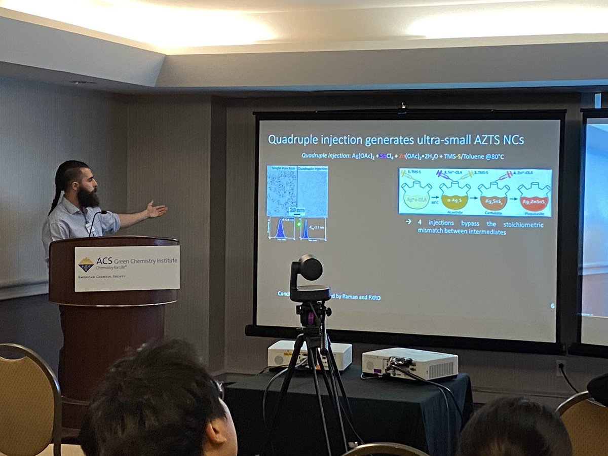 A superb #gcande award presentation by the one and only @FranciscoYarur on his #greenchemistry efforts in synthesizing quaternary nanocrystals!!!! @GreenChemUofT