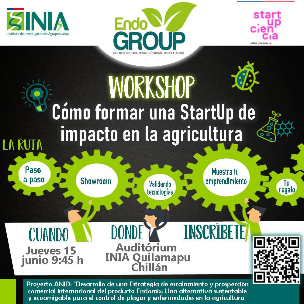 Eres emprendedor/a y te gusta el agro? Jueves 15 junio 09:45 h Auditorio <a href="/iniachile/">INIA Chile</a> en Chillán. Workshop ¿Cómo formar una #startup de impacto en la #agricultura?  Inscríbete en👉lnkd.in/eXhA2A2n 
Vivamos la experiencia de la #Innovación #agriculturasostenible #endófitos.