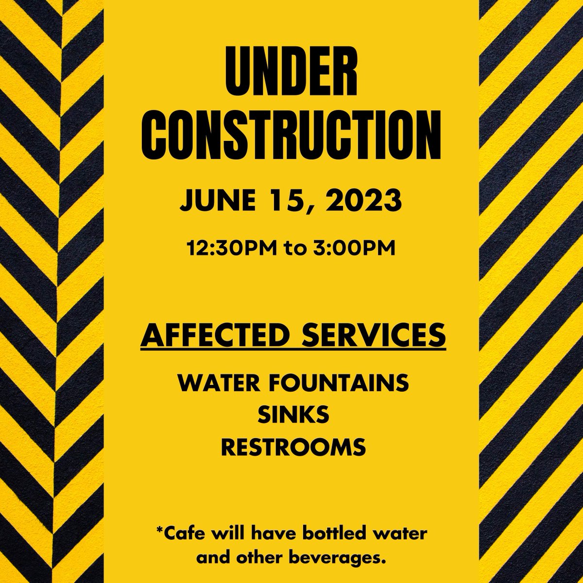 sac_aero's tweet photo. JUNE 15, 2023: Due to unforeseen construction, water service to the Museum will be interrupted between 12:30pm & 3:00pm.
This will affect all water fountains, sinks and restrooms. We will have bottles of water for drinking, along with other beverages in our Cafe. https://t.co/suiKoLwIfo