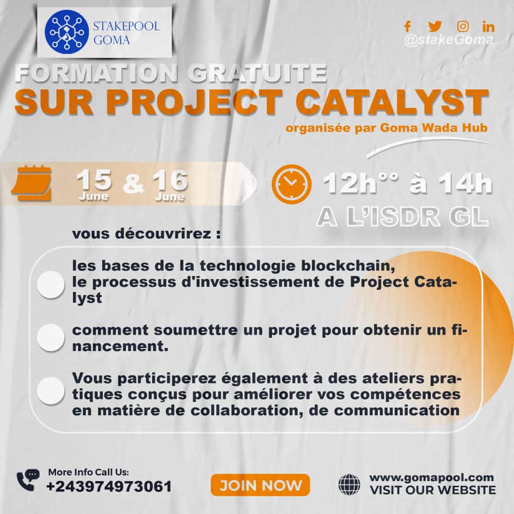 martin_musagara's tweet photo. Getting the Goma community ready for Project Catalyst fund 10,
#Gomaonboardingprogram
@StakeGoma @wada_org @IOHK_Charles @danny_cryptofay https://t.co/aG77Ylo7x6