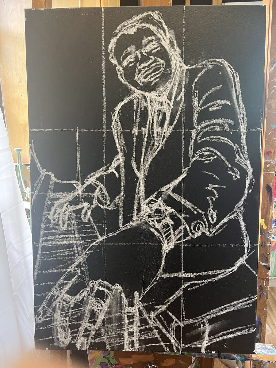 The wonderful Fats Domino is on the easel… stay tuned! #artinprogress #southernartist #FatsDomino
