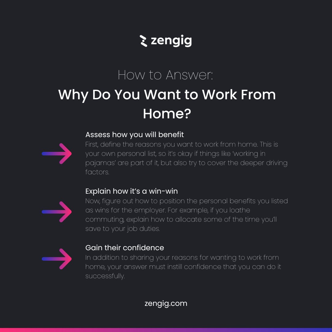 Master the question 'Why do you want to work from home?' with our interview question and answer guide! zengig.com/interview-ques…

#interview #interviewprep #interviewtips #wfh #virtualinterview #jobsearch #jobseeker #jobhunt