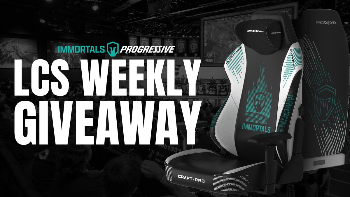 Immortals's tweet photo. Welcome back to the #LCS 

Enter for your chance at a Immortals x @DXRacer Gaming Chair!
✅ Like 
✅ Retweet 
✅ Follow Immortals &amp; @progressive
📅 Giveaway ends 6/17

Thanks to our friends at Progressive for making this possible! https://t.co/Af76hF12PO