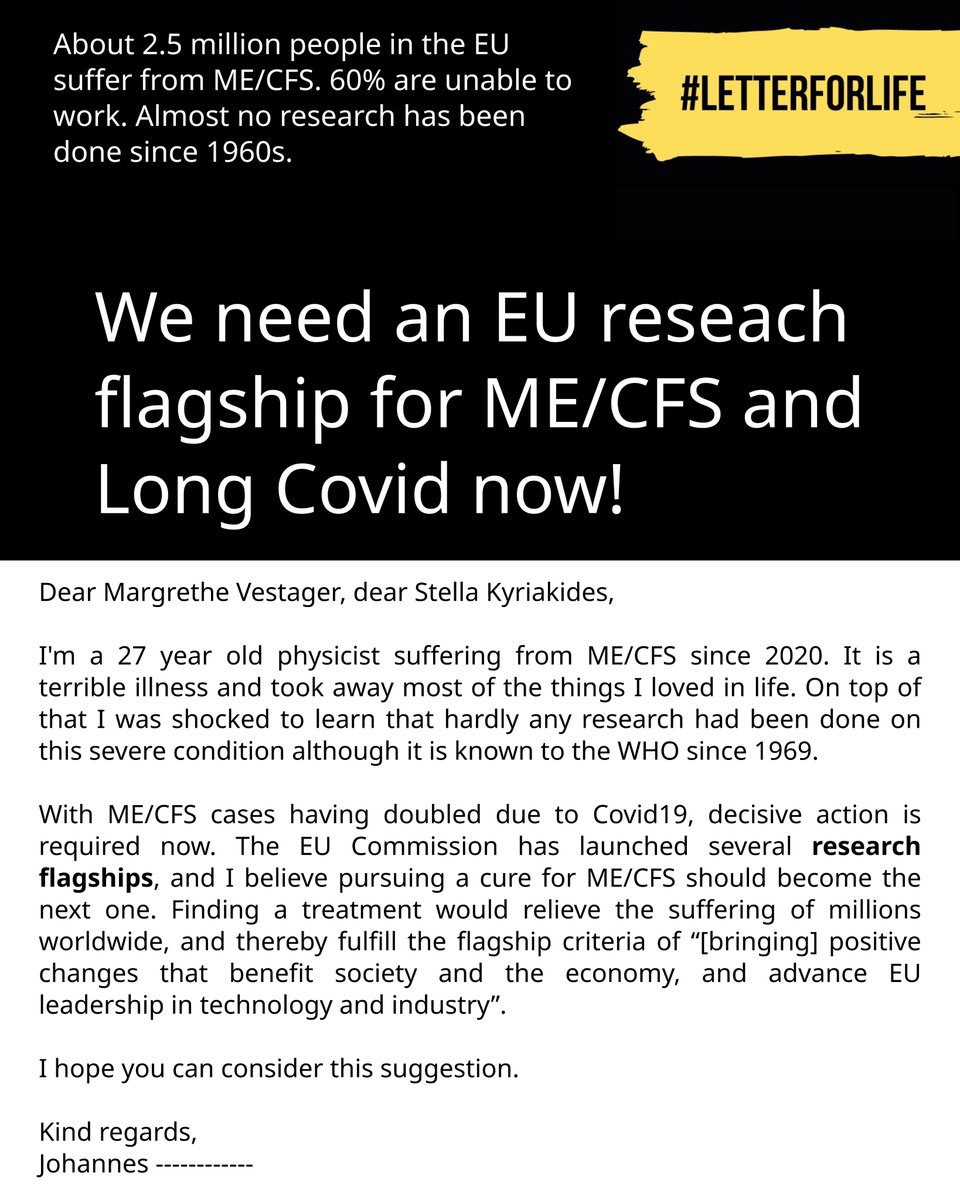 j_mecfs's tweet photo. Die #LetterForLife Aktion ist letzte Woche zu Ende gegangen. Jetzt sind alle Postkarten bei @SkyriakidesEU & @vestager von der EU-Kommission.
Hoffentlich gibt es bald mehr EU-Forschungsgelder für #LongCovid und #MECFS.
Danke @Not_Recovered fürs Organisieren!
#MEAwarenesshour https://t.co/wGYPCI271B