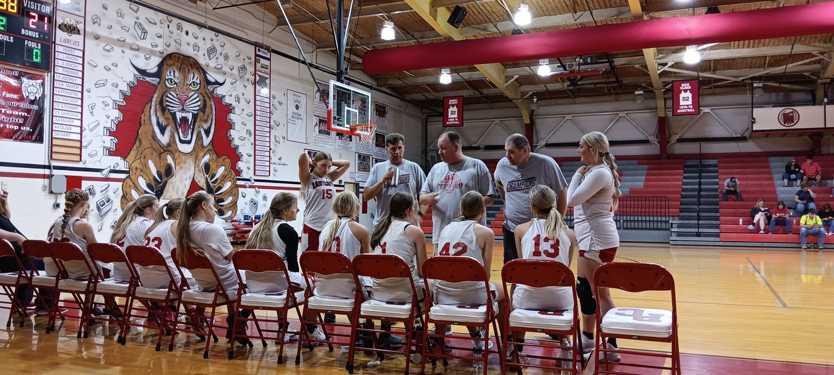 At PCHS this afternoon checking out some summer action between the Ladycats and Walton Verona. Head coach Patrick Kelsch providing some instructions to his squad during a break.