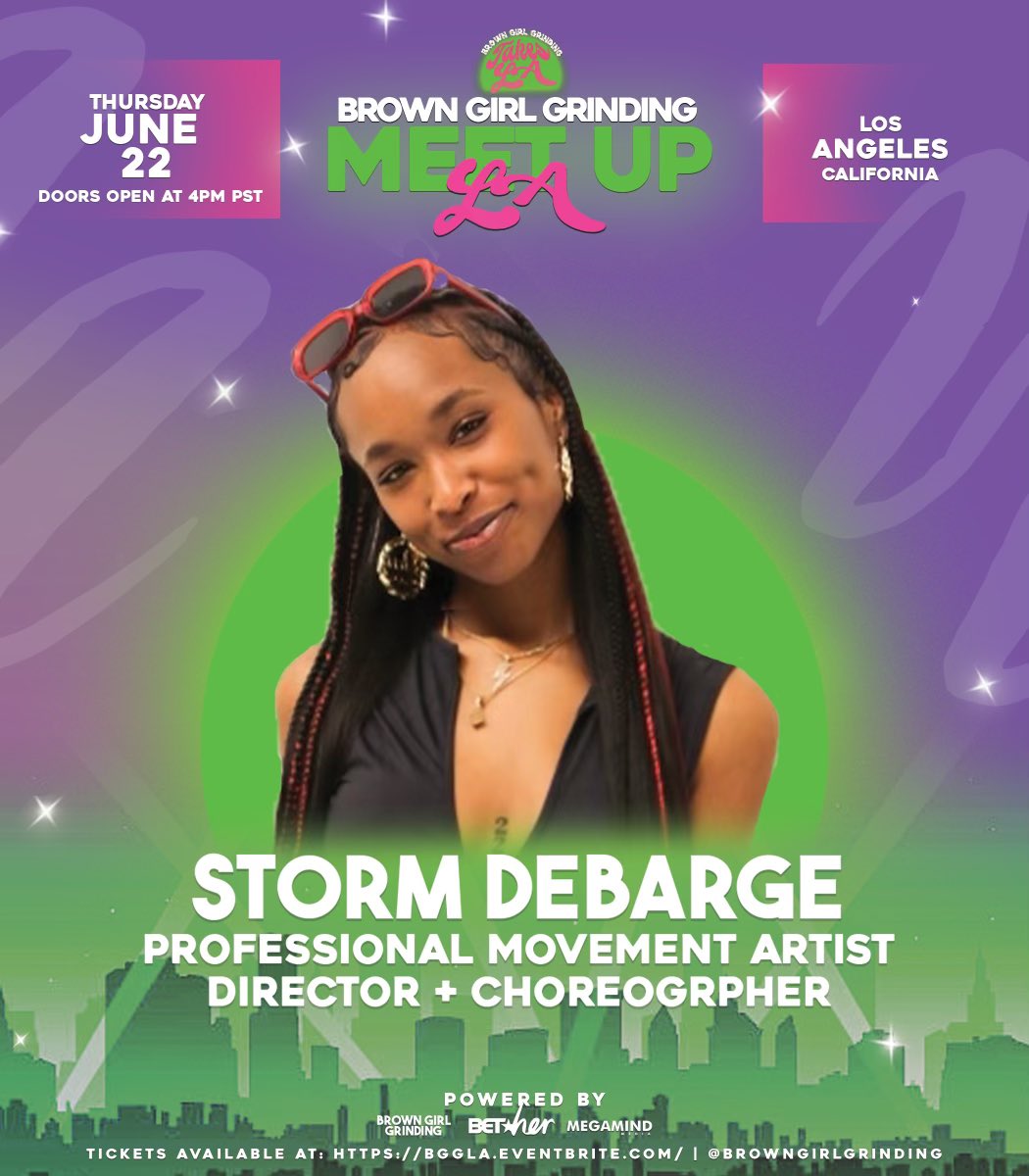 Join me & @browngirlgrinding during the 2023 BET Awards Weekend for the “Brown Girl Grinding Meet Up” 

Happening THURSDAY JUNE 22nd hosted by TMZ Senior News Producer & BGG Founder  @lorenlorosa 

🎟️TIX ARE NOW LIVE! (Link in the @browngirlgrinding bio) 

bggla.eventbrite.com