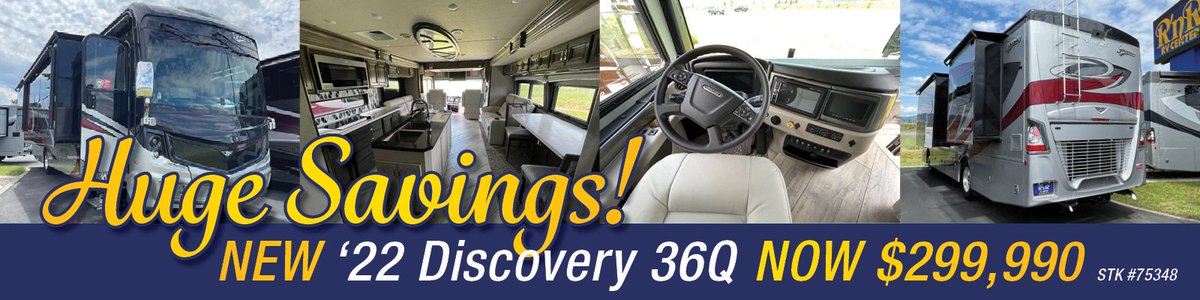 RNRRVLibLake's tweet photo. Check out the huge savings on this New 2022 Fleetwood Discovery!
Was $432,334
Now $299,990

More photos and information available on our website:

https://t.co/1I0gCpB7kP https://t.co/Df8JKrG5KY
