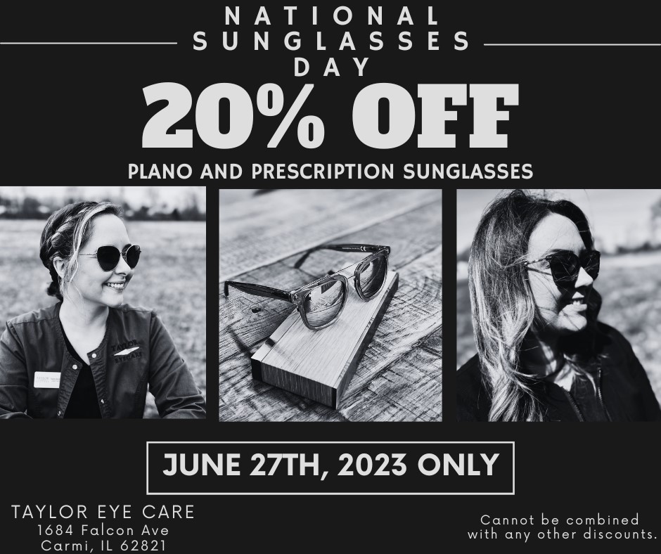 Help us celebrate National Sunglasses Day 2023!
Protecting your eyes from harmful UV rays is super important and GOOD sunglasses are the best way to do that.
This discount is only valid June 27th and can't be combined with any other discounts.
#nationalsunglassesday