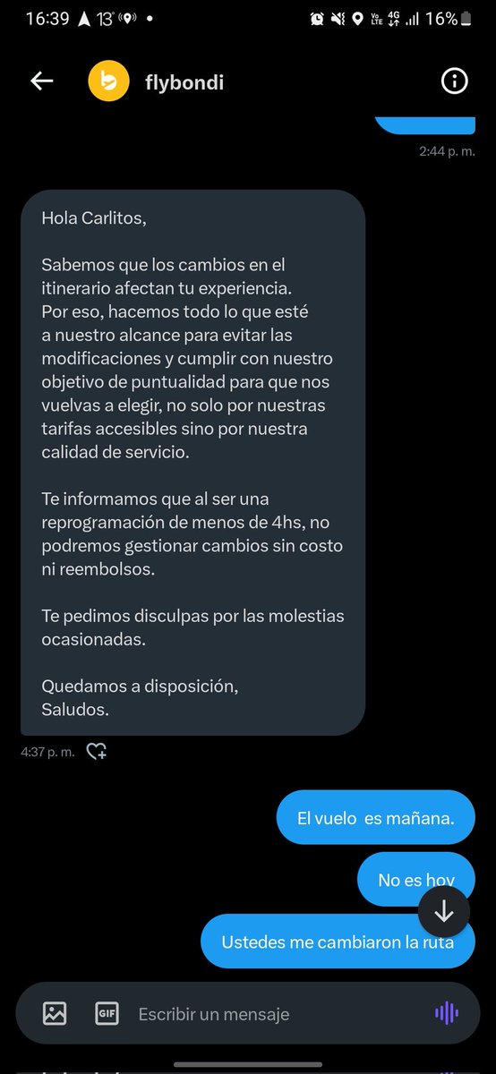 Maximilianookay's tweet photo. @flybondioficial  ES INCREÍBLE QUE USTEDES ME CAMBIEN LA FECHA DEL VUELO Y ENCIMA ME DIGAN QUE YO NO LO VOY A PODER RECUPERAR Y LO VOY A PERDER. 
SON UNOS CHANTAS ESTAFADORES. https://t.co/rgzR1moGkm