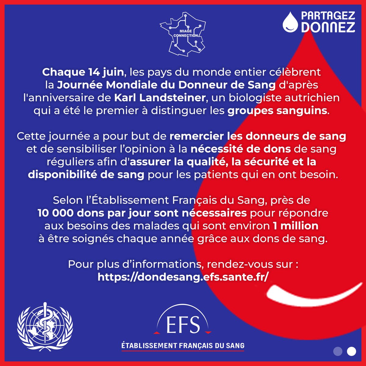 MIAGEConnection's tweet image. 🩸 JOURNÉE MONDIALE DU DONNEUR DE SANG 🩸

#MIAGE #LaMIAGECestLePartage