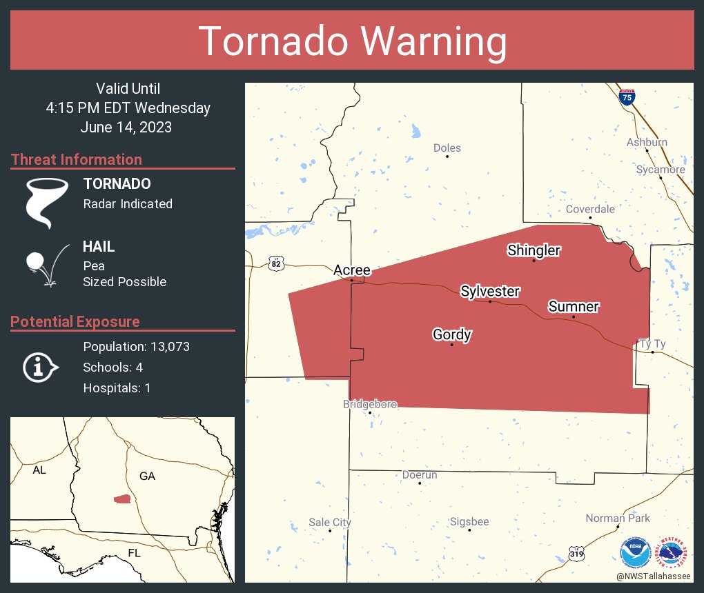 NWS Tornado on Twitter "Tornado Warning including Sylvester GA, Poulan