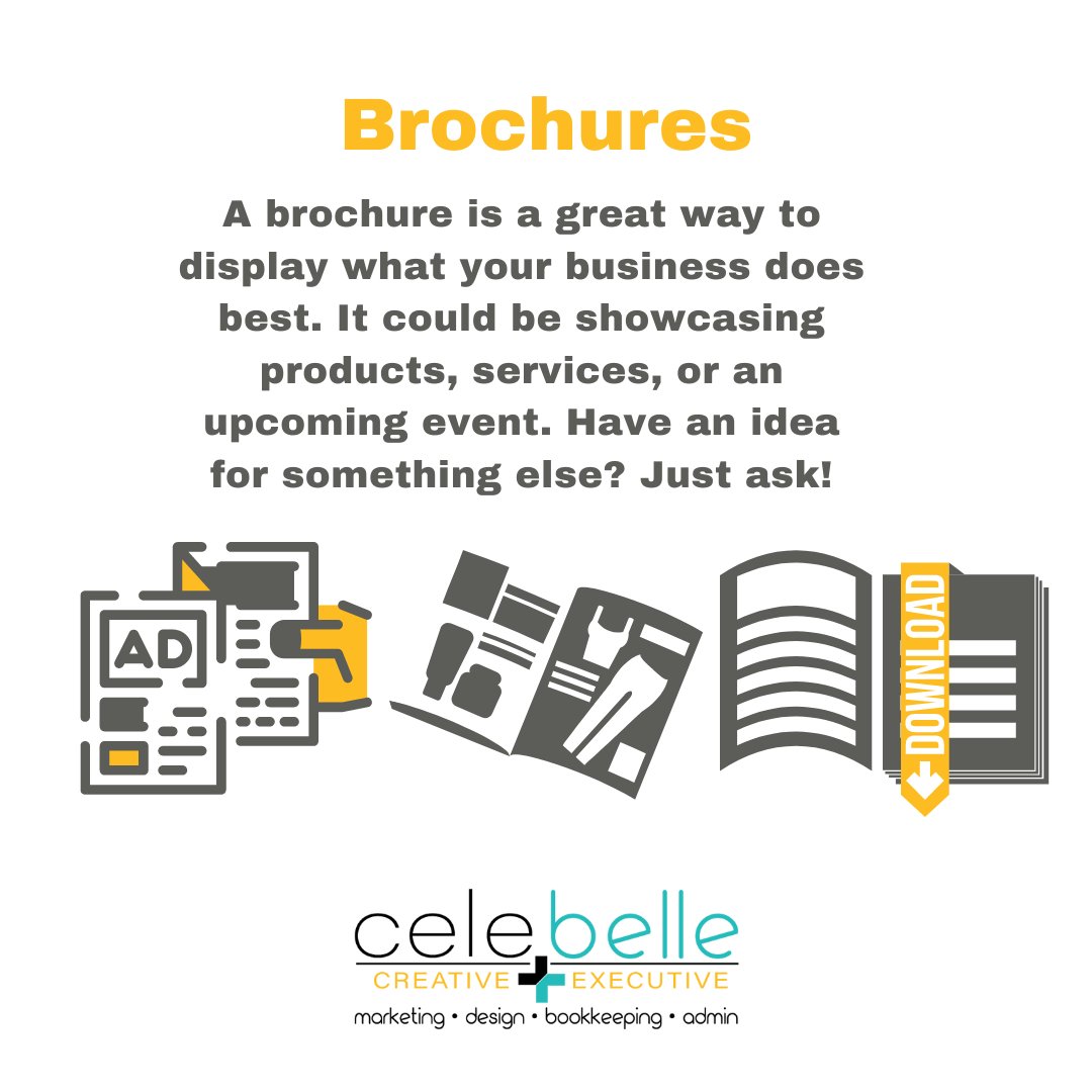 CelebelleSnow's tweet photo. Brochures are effective marketing materials that your business can use to display new products, services or events. Celebelle has designed many different types and would love to create one for your business. Contact us today: https://t.co/YsViQGdOa8

#celebelle #smallbusiness https://t.co/V5fREYiV6N