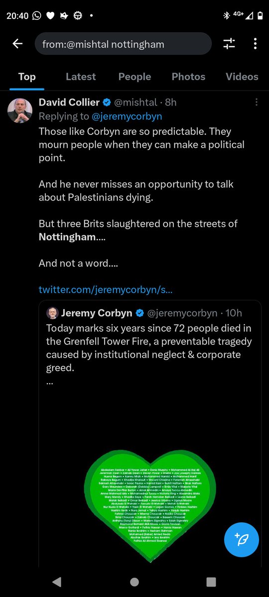 @mishtal @jeremycorbyn Well, this is your only tweet on Nottingham, so are you not even worse then. You see three people killed and you decide to reply to Corbyn. Absolutely embarrassing behaviour from you here David