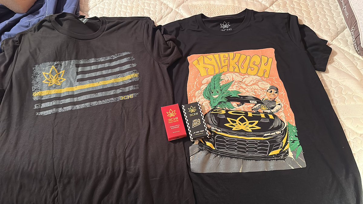 Just got my @3ChiCanna shipment in… @KyleBusch signature strain #KyleKush, #PineappleExpress and a few shirts