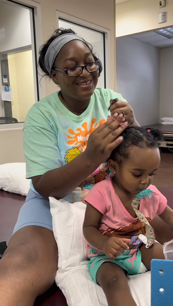 You look up the definition of Super Mom, you’ll see a picture of my wife Alexis. Not only is she going through therapy, but doing India’s hair during Occupational Therapy ❤️ I’m so proud of the progress you have made, and are going to continue to make. Please continue to pray 🙏🏾